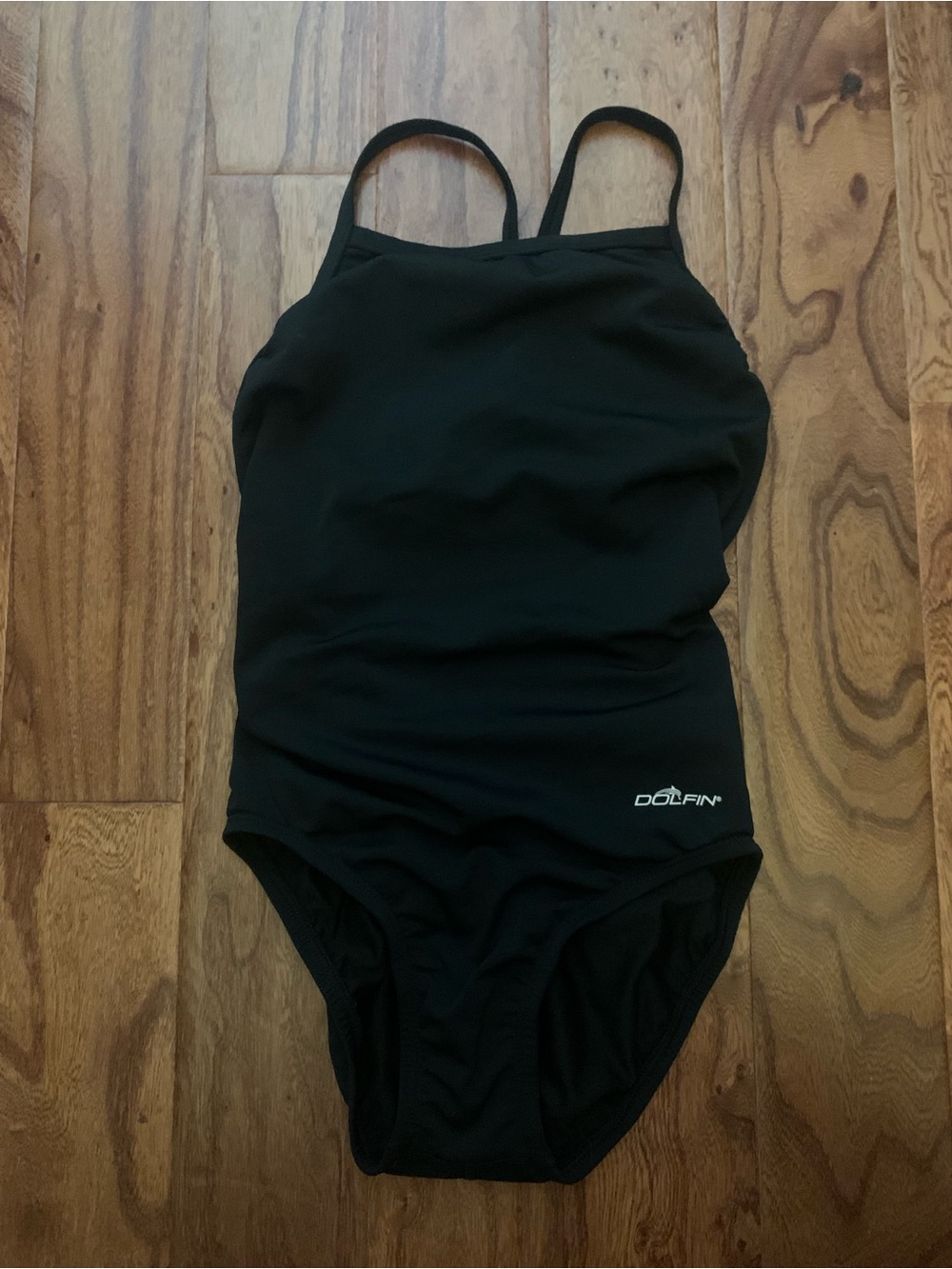 Dolfin Solid Black Women's Training One-Piece Key Hole Swimsuit Sz 28
